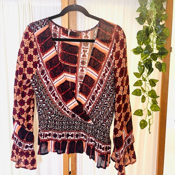 Free People bell sleeve blouse - Picture 2 of 3